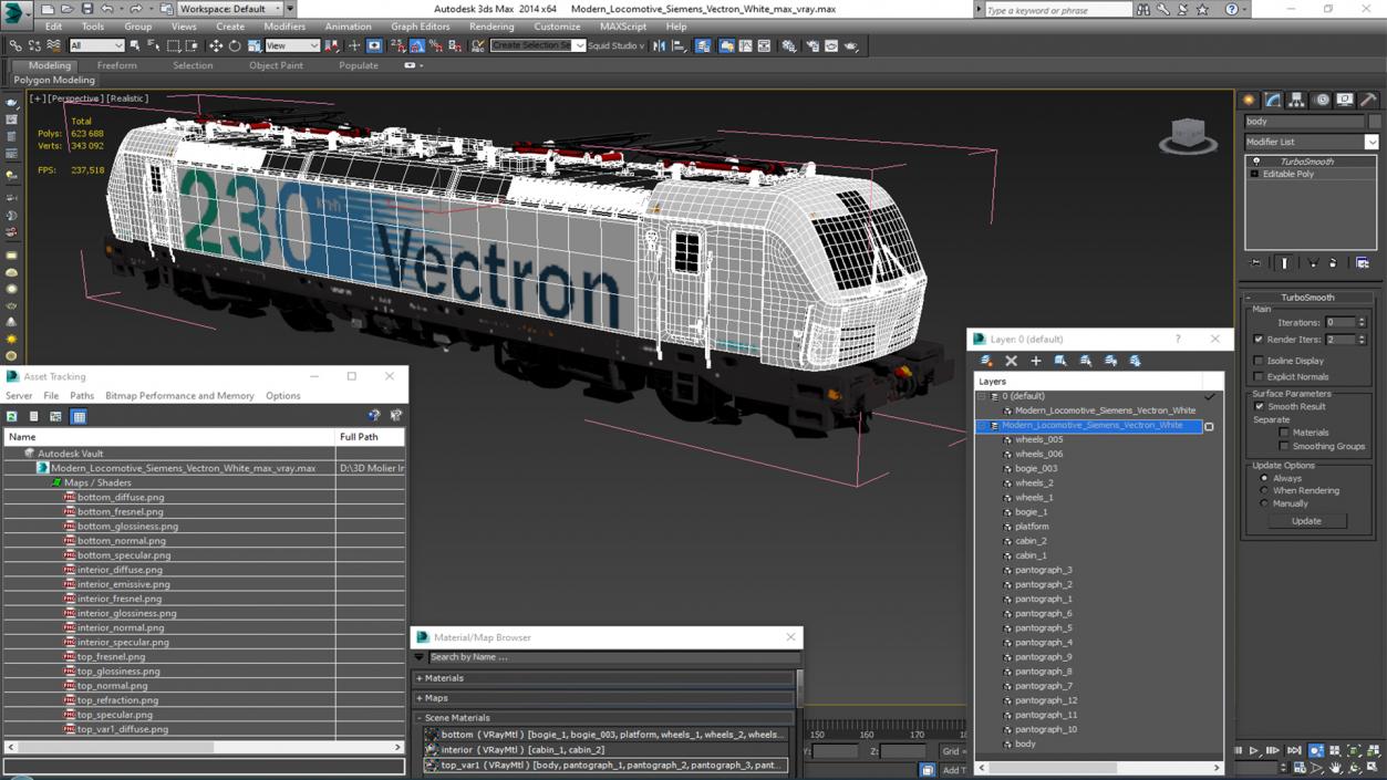 Modern Locomotive Siemens Vectron White 3D model