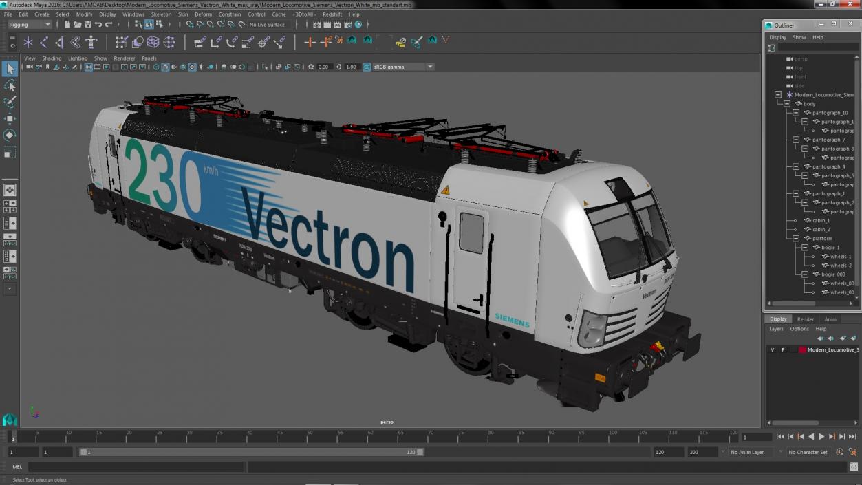 Modern Locomotive Siemens Vectron White 3D model