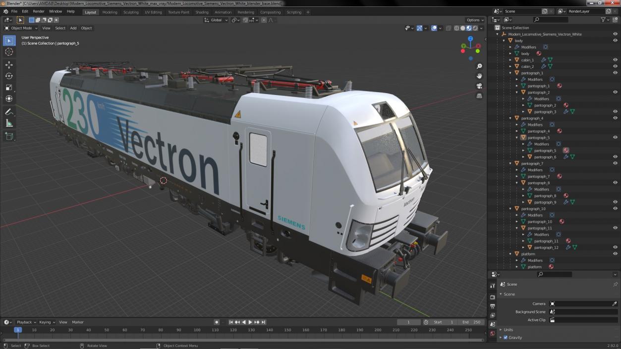 Modern Locomotive Siemens Vectron White 3D model