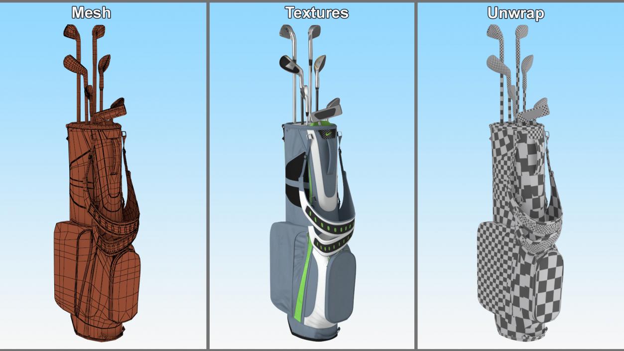 Golf Club Set with Nike Bag 3D