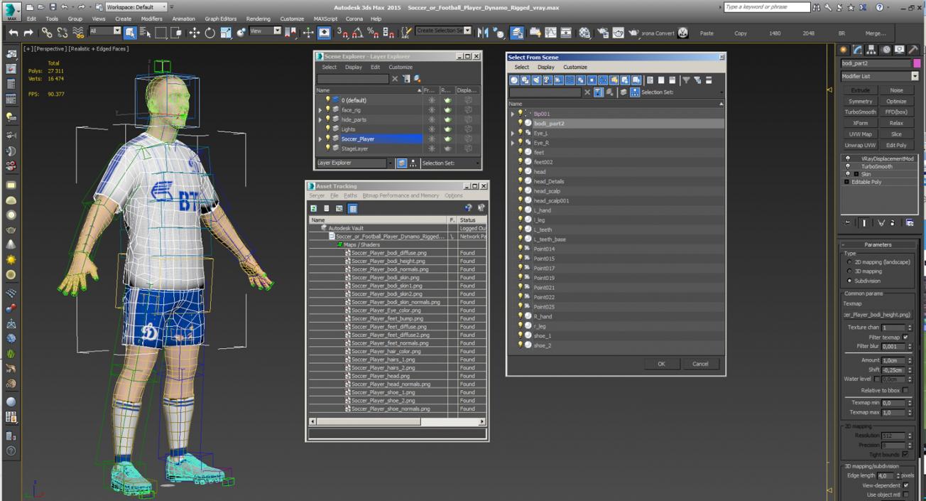 Soccer or Football Player Dynamo Rigged 3D model