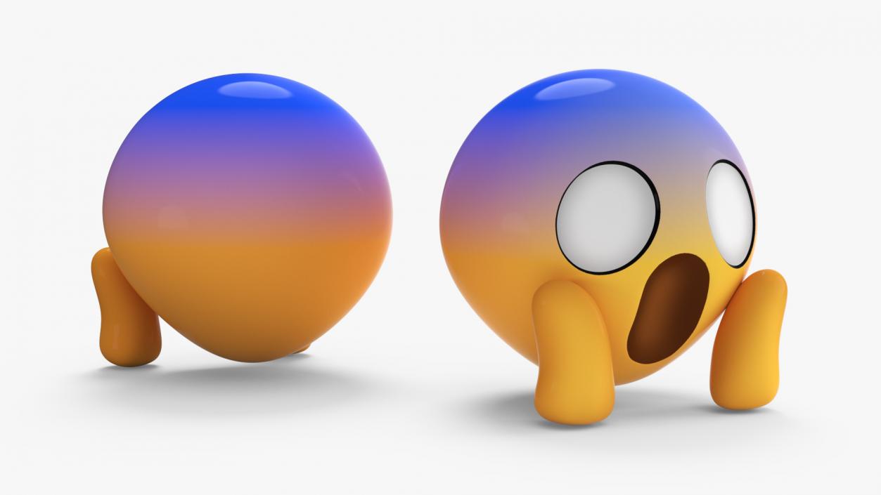 3D Emoji Face Screaming in Fear model