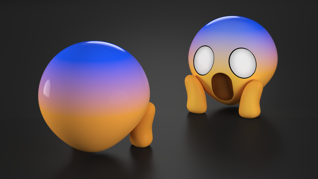 3D Emoji Face Screaming in Fear model