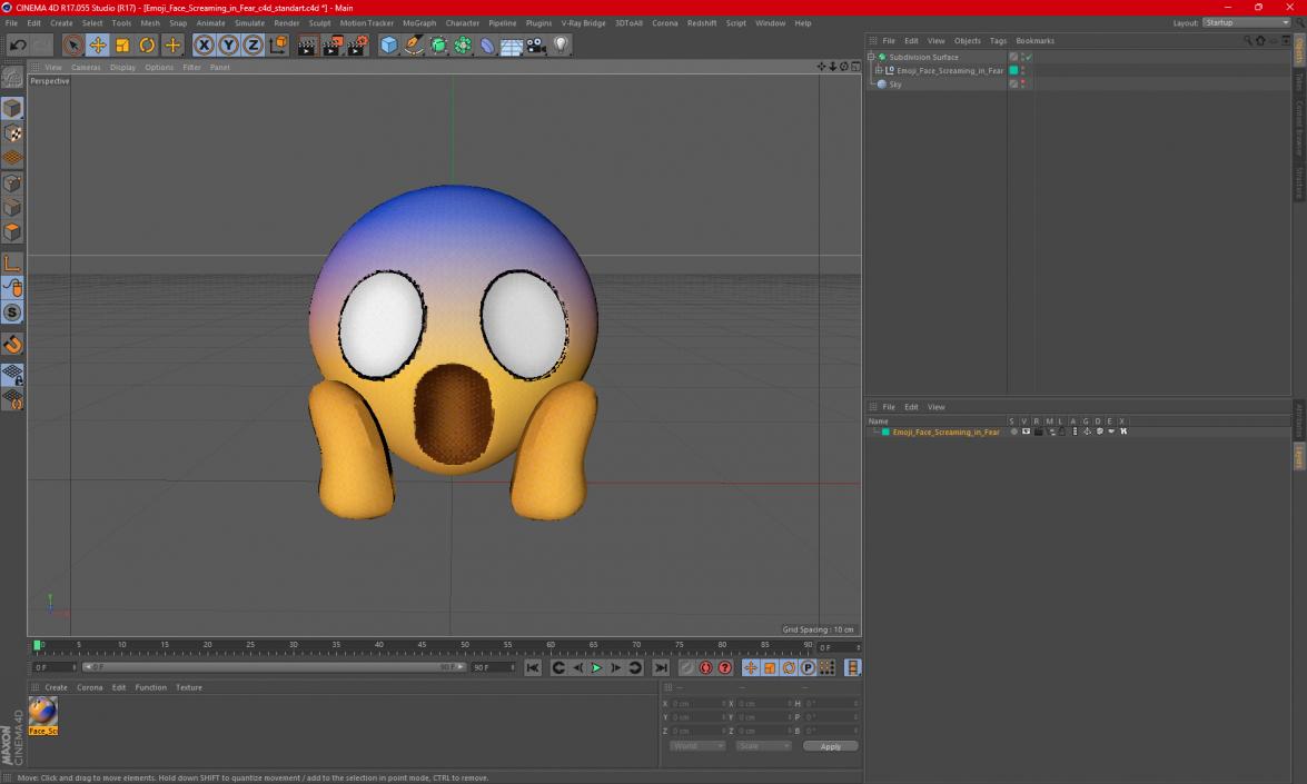 3D Emoji Face Screaming in Fear model