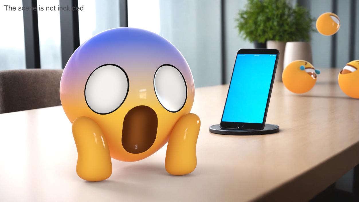 3D Emoji Face Screaming in Fear model