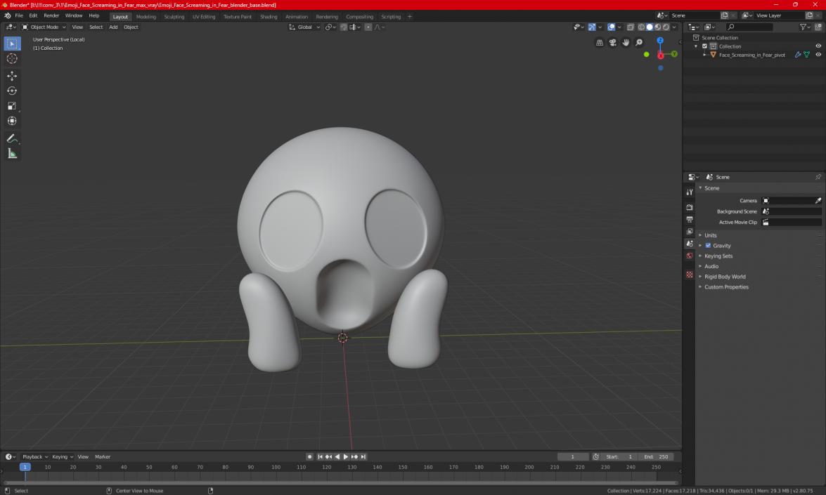 3D Emoji Face Screaming in Fear model