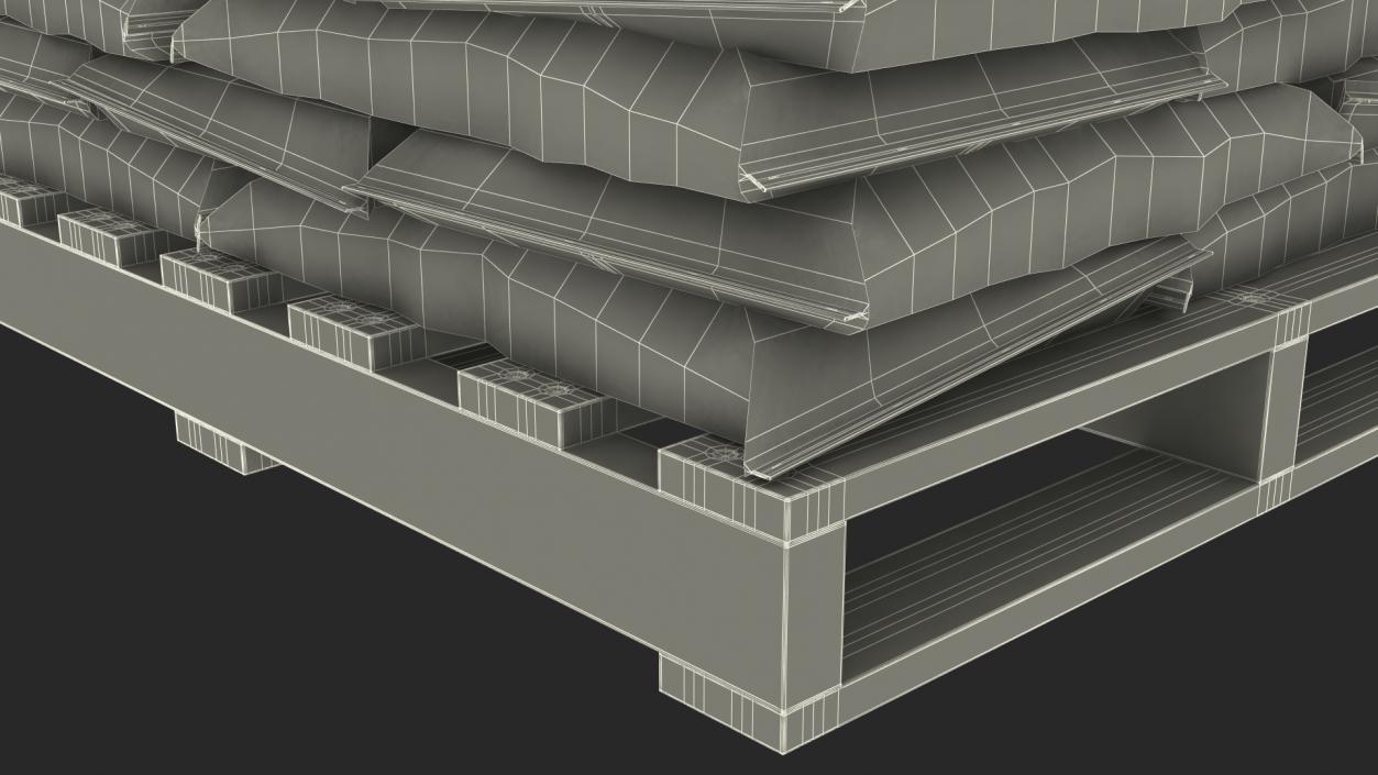 Stacked Cement Bags on Pallet 3D model