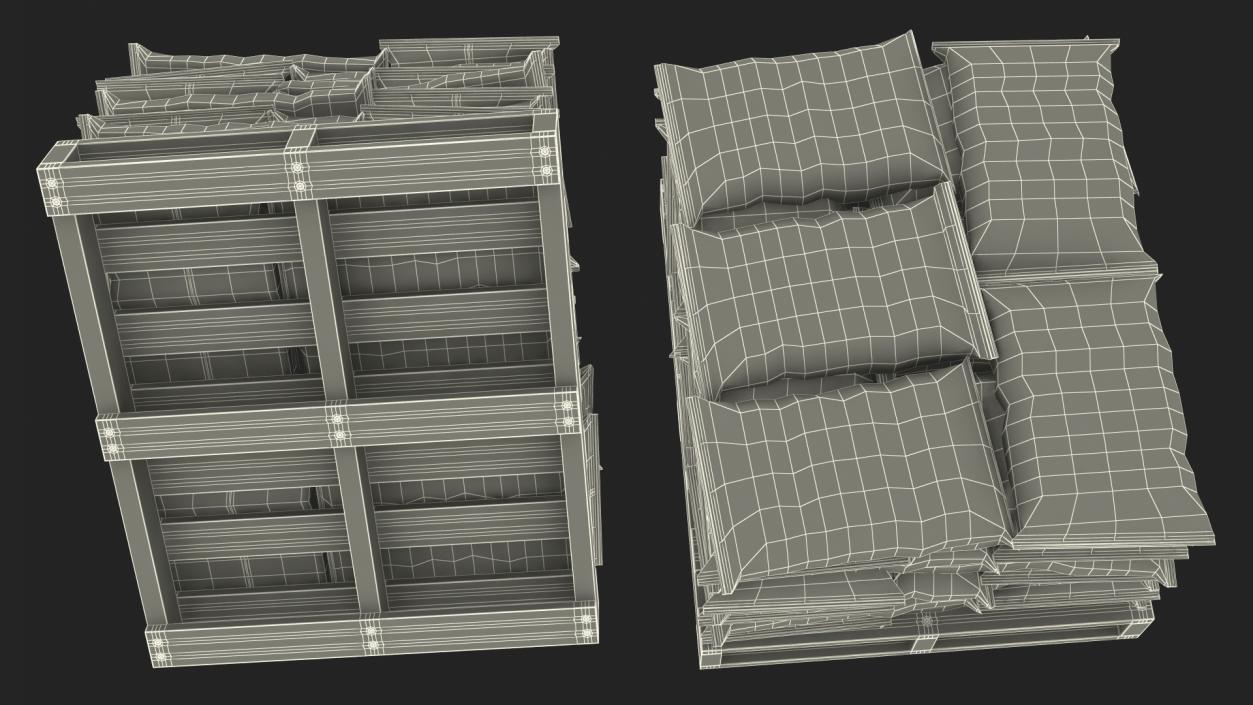 Stacked Cement Bags on Pallet 3D model