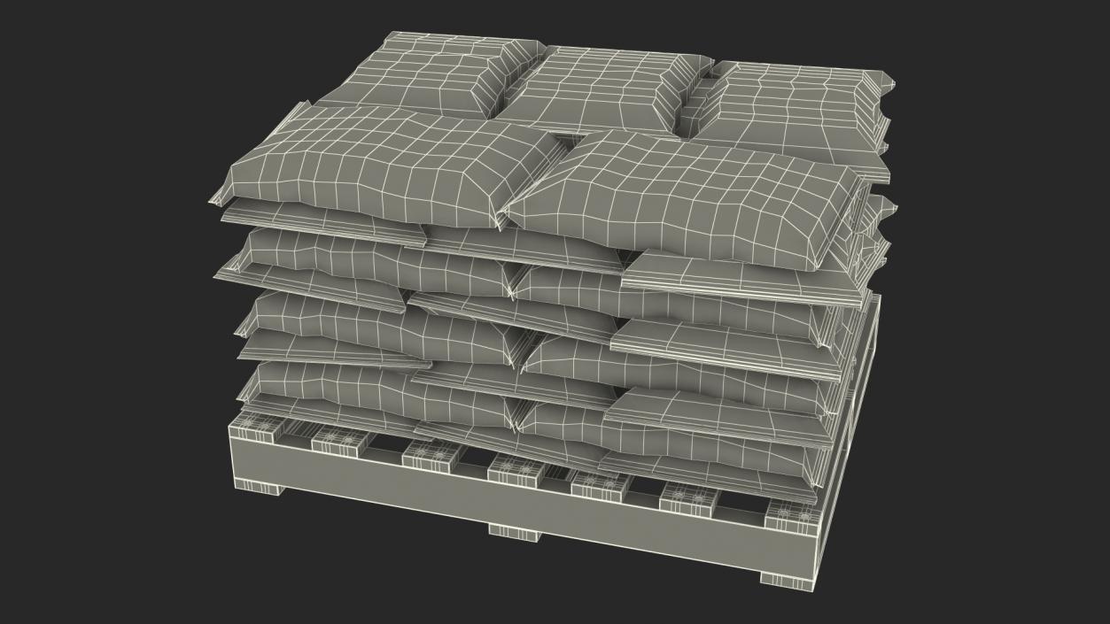 Stacked Cement Bags on Pallet 3D model