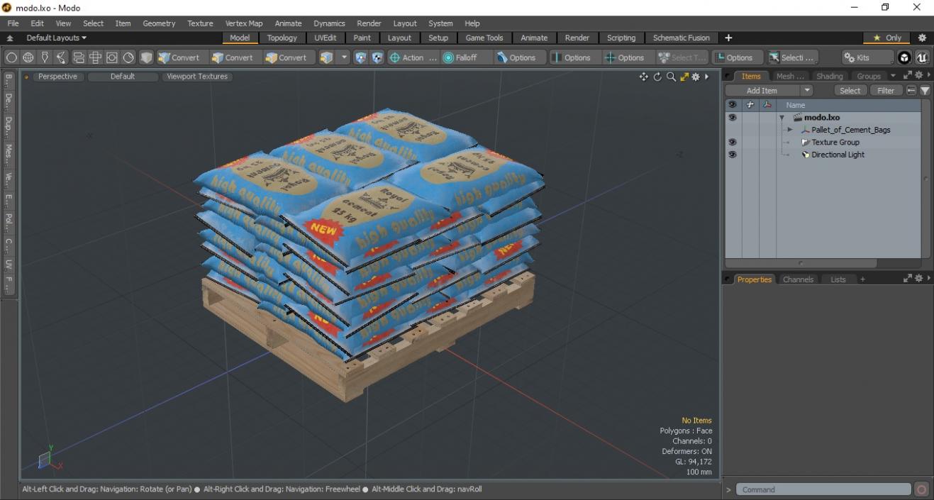 Stacked Cement Bags on Pallet 3D model