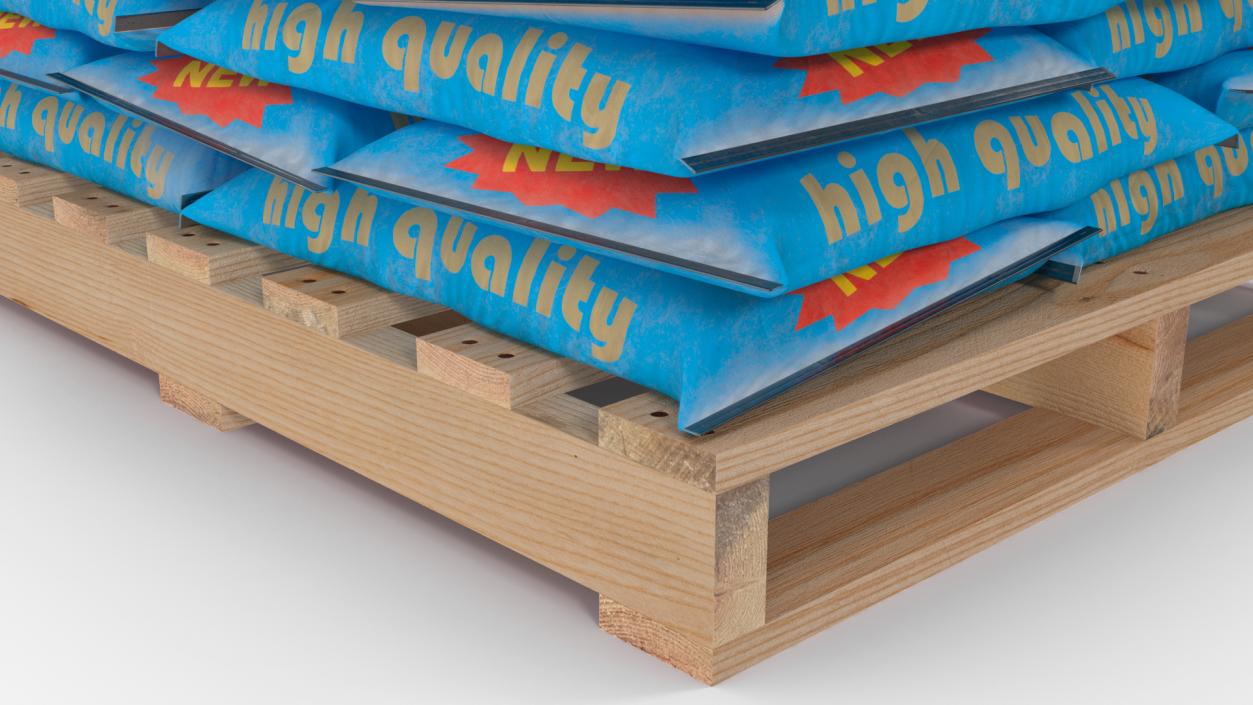 Stacked Cement Bags on Pallet 3D model