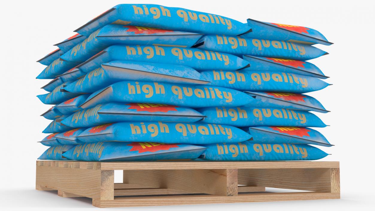 Stacked Cement Bags on Pallet 3D model