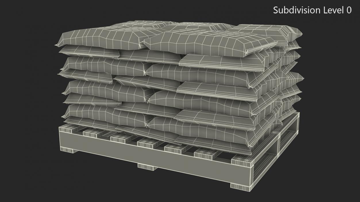 Stacked Cement Bags on Pallet 3D model