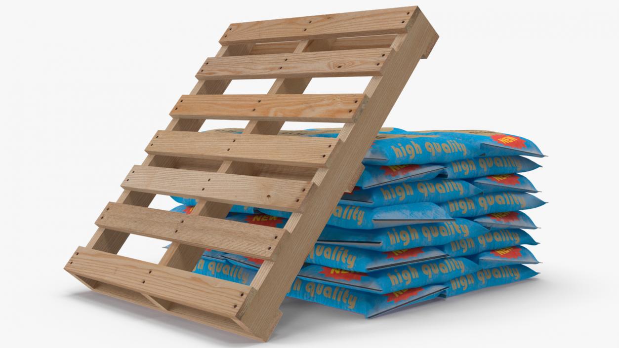 Stacked Cement Bags on Pallet 3D model