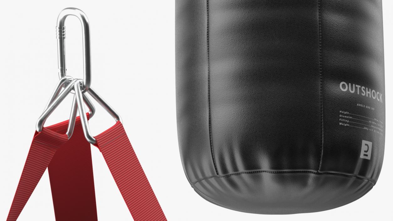 Leather Uppercut Punch Bag Black 3D