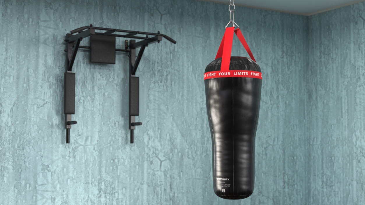 Leather Uppercut Punch Bag Black 3D