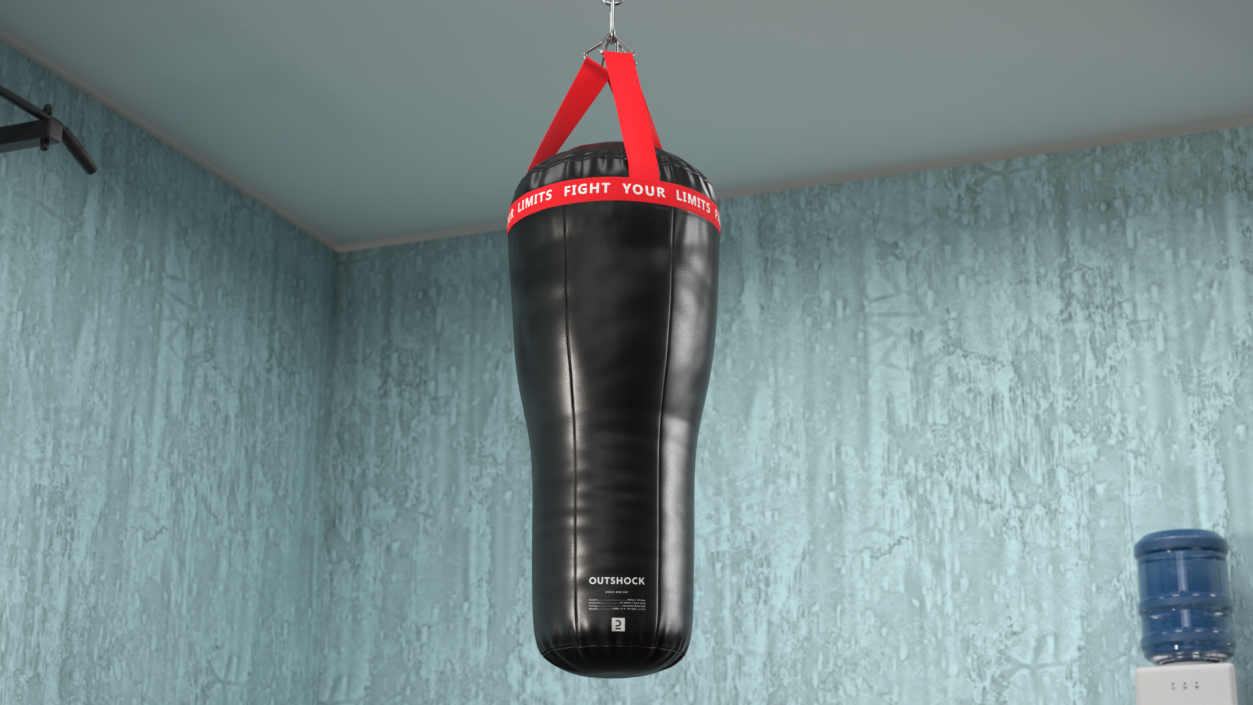 Leather Uppercut Punch Bag Black 3D