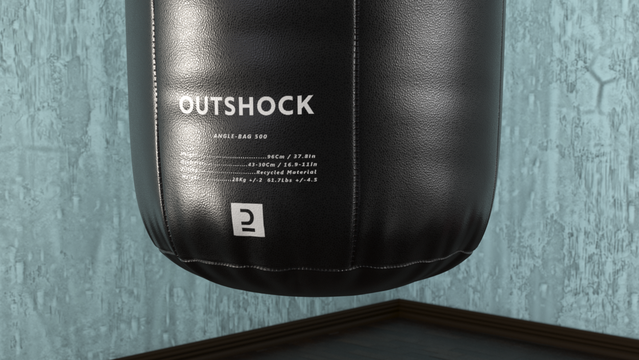 Leather Uppercut Punch Bag Black 3D