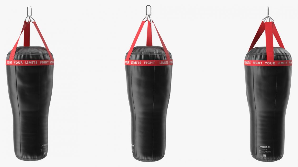 Leather Uppercut Punch Bag Black 3D