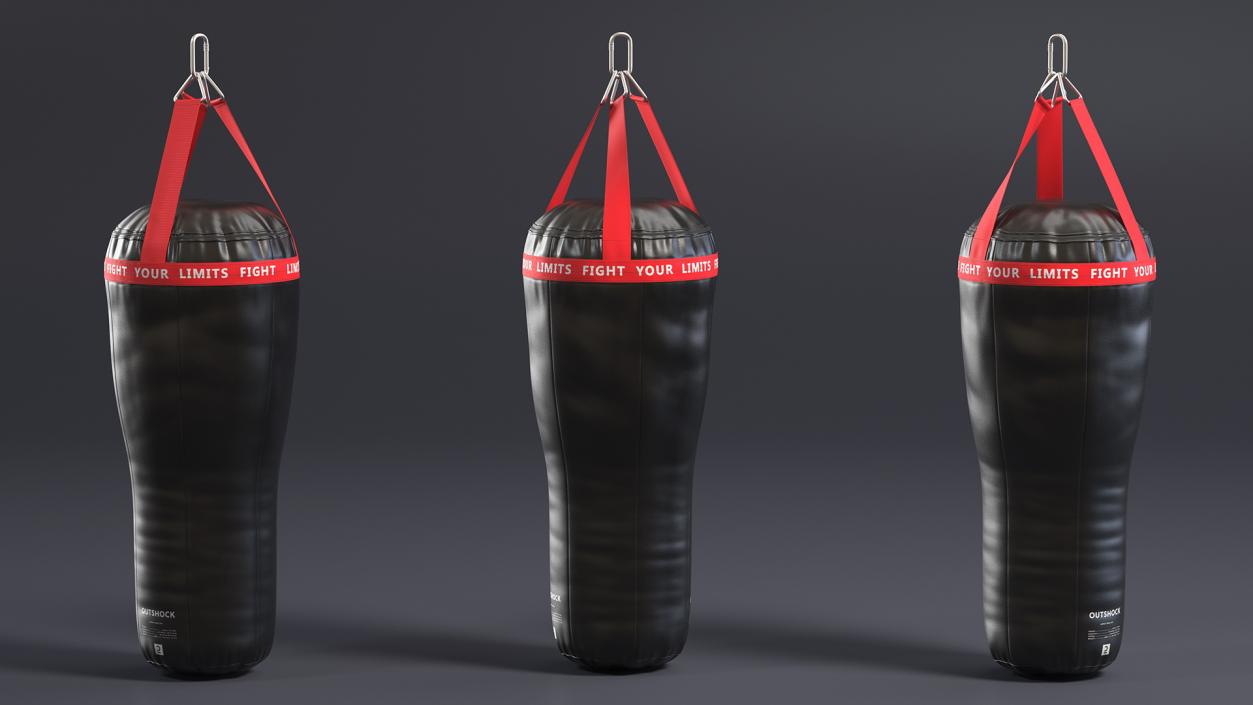 Leather Uppercut Punch Bag Black 3D