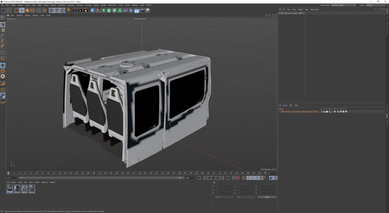 Medium Utility Helicopter Passenger Interior 3D model