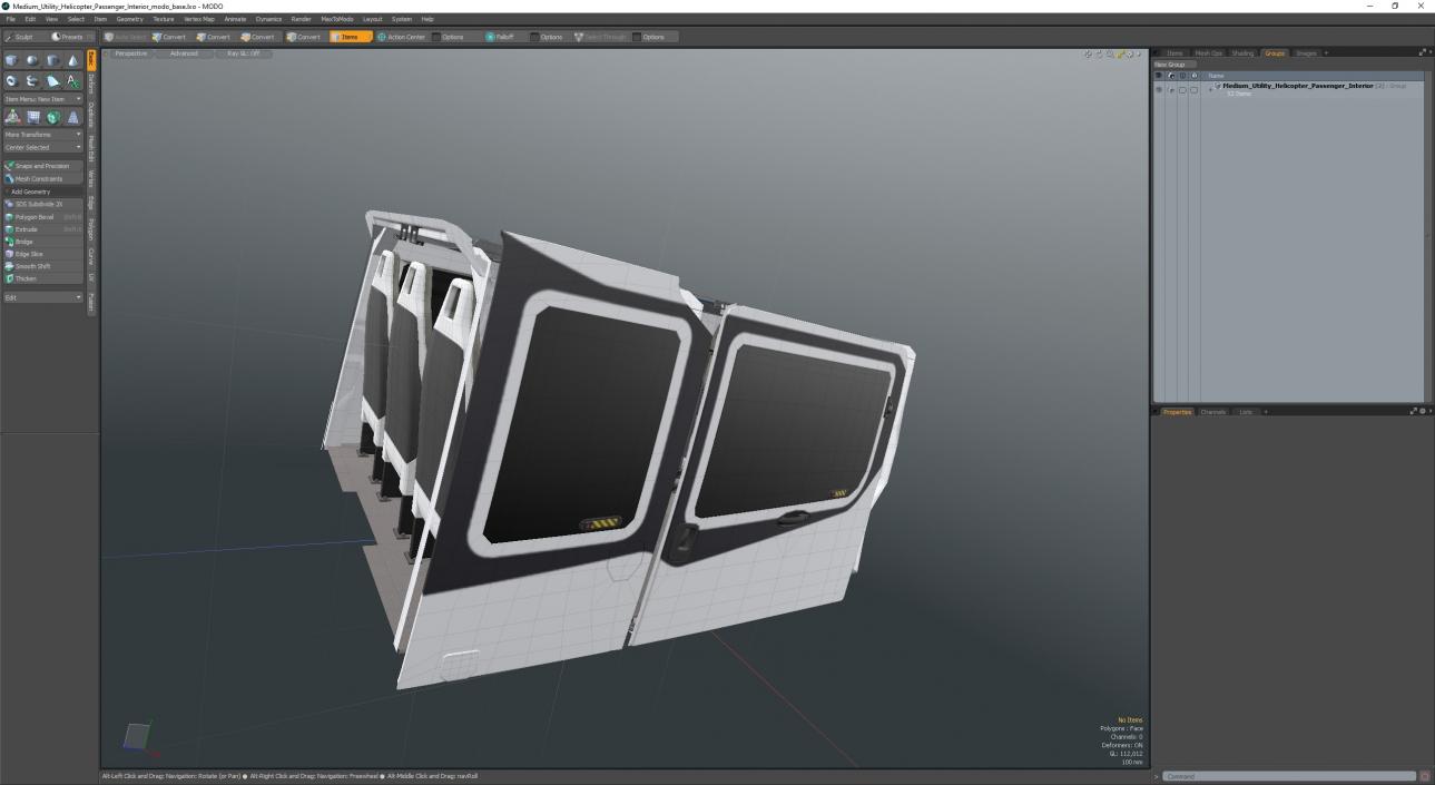 Medium Utility Helicopter Passenger Interior 3D model