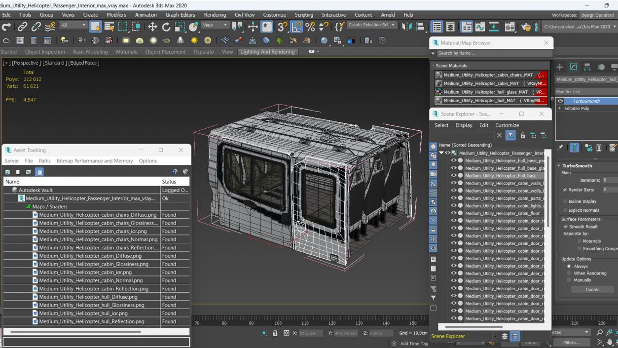 Medium Utility Helicopter Passenger Interior 3D model