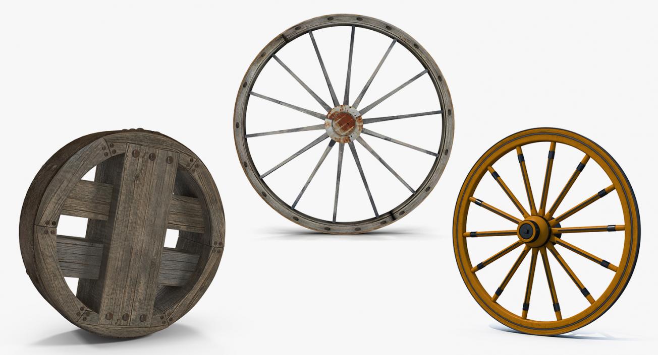 3D Antique Wagon Wheels 3D Models Collection 2 model