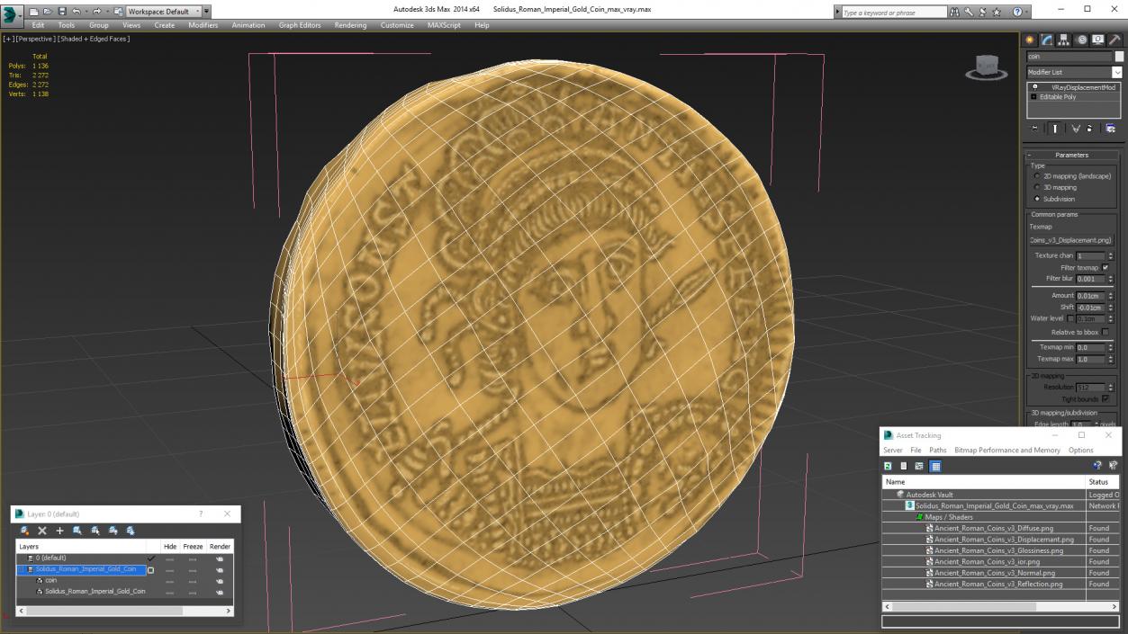 Solidus Roman Imperial Gold Coin 3D