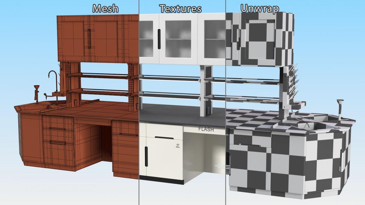 3D Lab Wall Bench Island