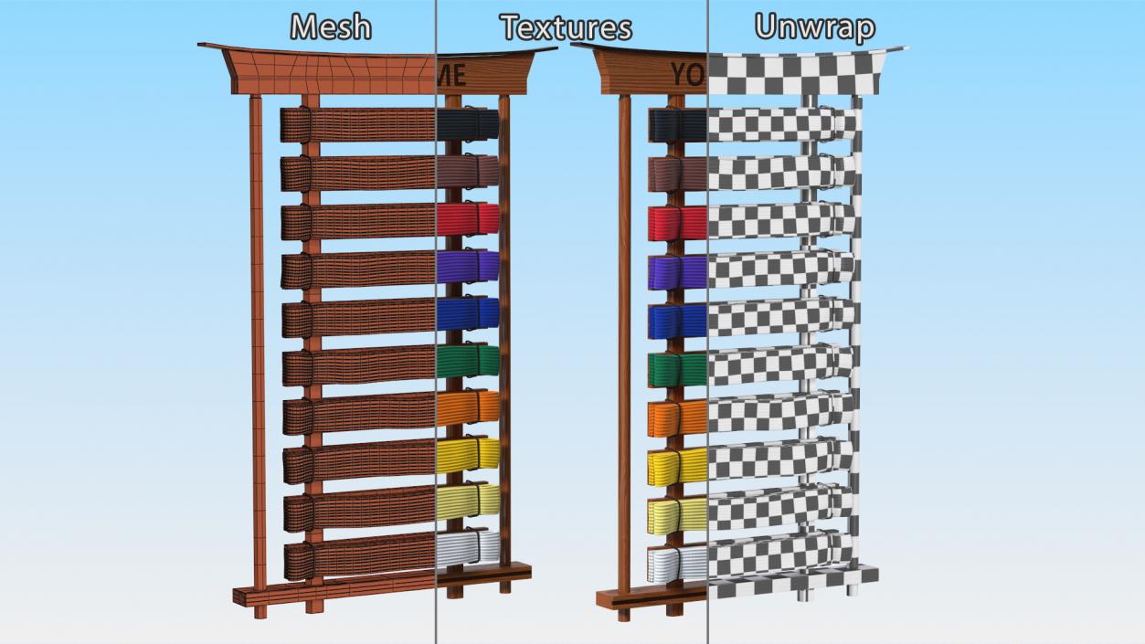 Karate Belt Display Rack 3D model