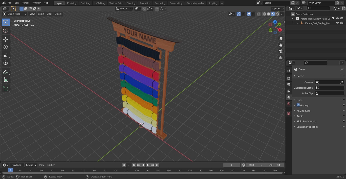 Karate Belt Display Rack 3D model