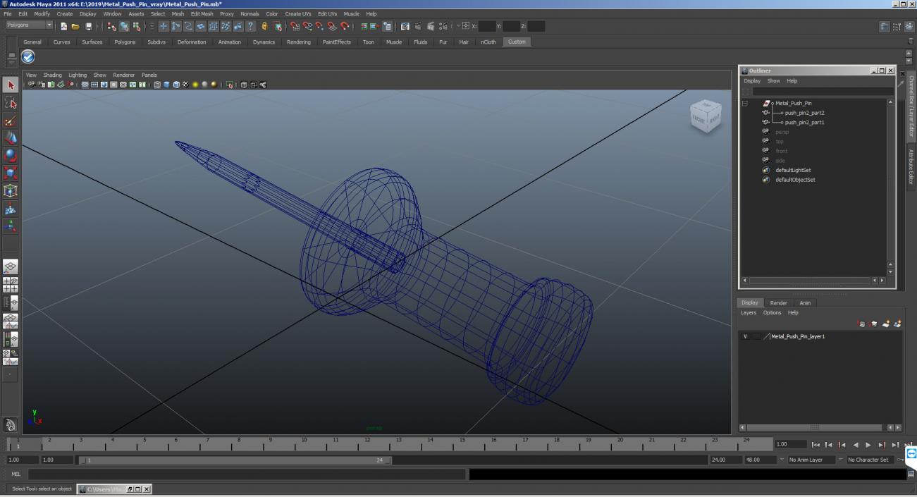 Metal Push Pin 3D model