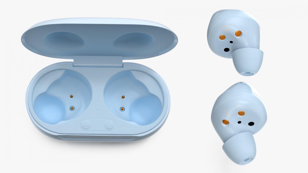 3D Samsung Galaxy Buds Plus with Charging Case Blue model