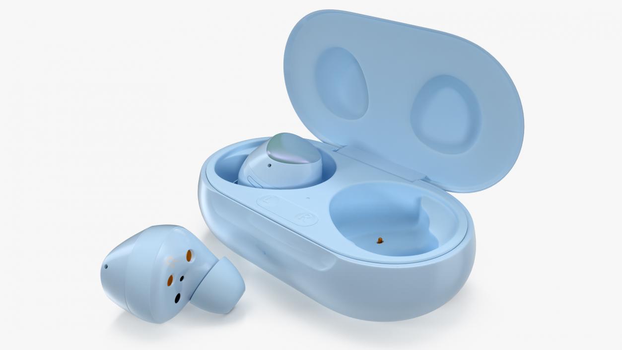 3D Samsung Galaxy Buds Plus with Charging Case Blue model