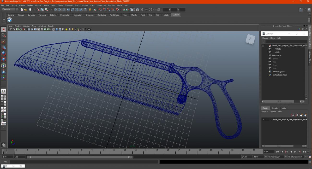 3D Bone Saw Surgical Tool Amputation Blade Old model