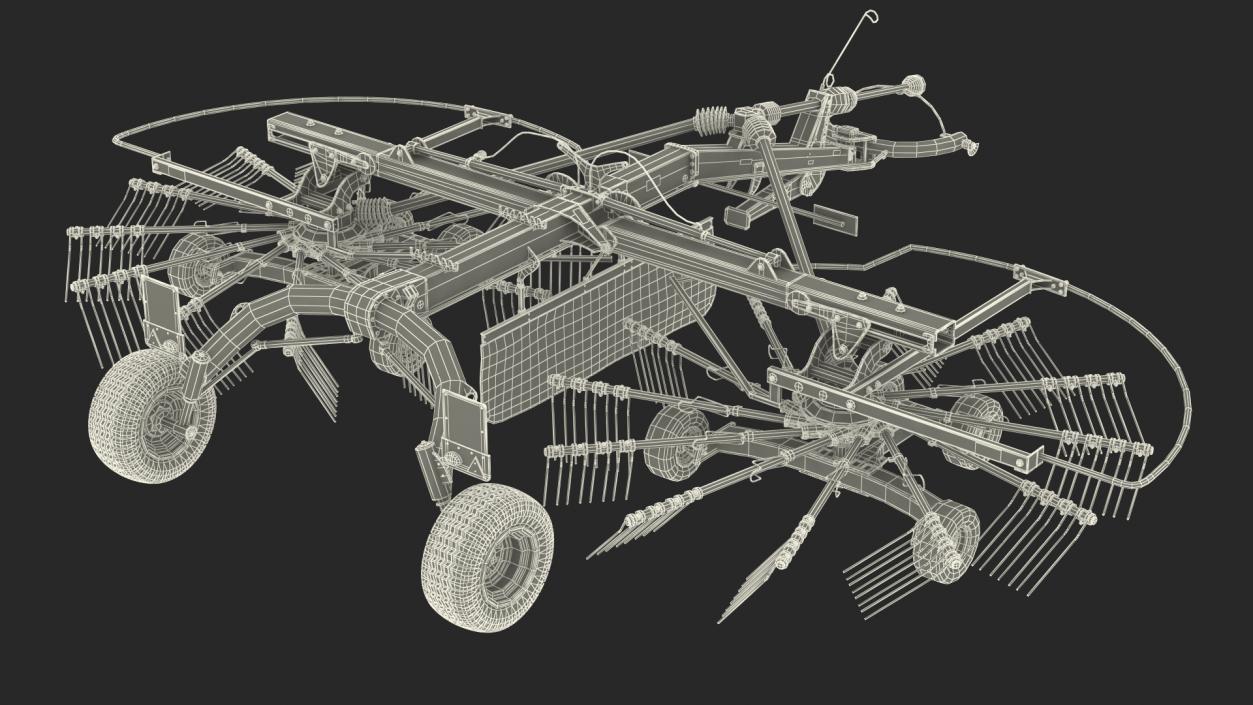 3D Used Twin Rotor Hay Rake Claas Liner 2700 Rigged model