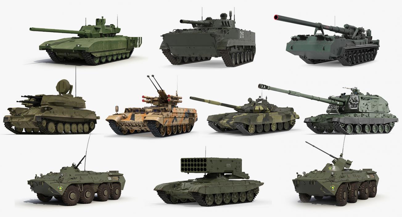 3D Russian Tanks Rigged Collection 4 model