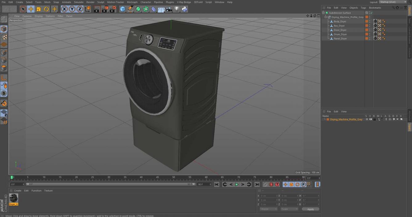 Drying Machine Profile Grey 3D