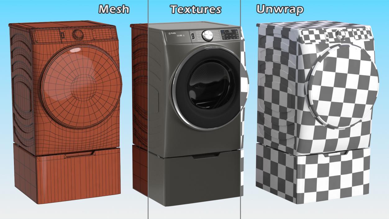 Drying Machine Profile Grey 3D