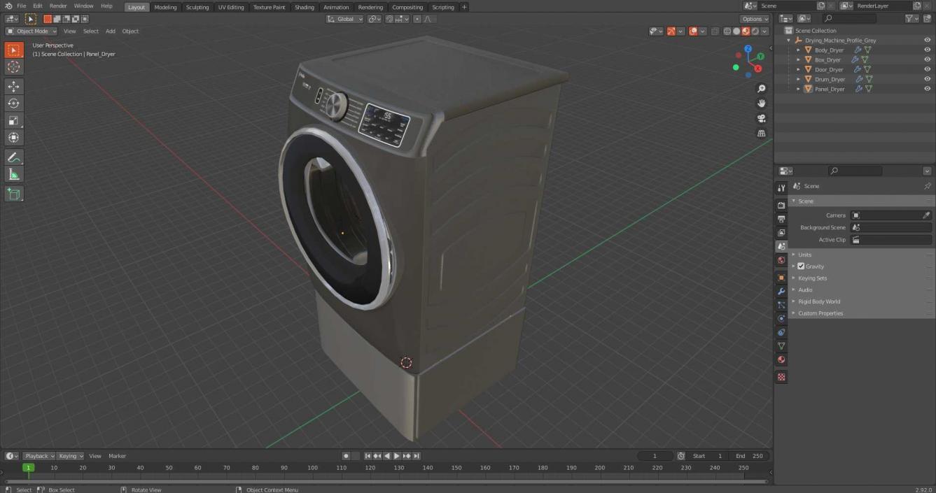 Drying Machine Profile Grey 3D