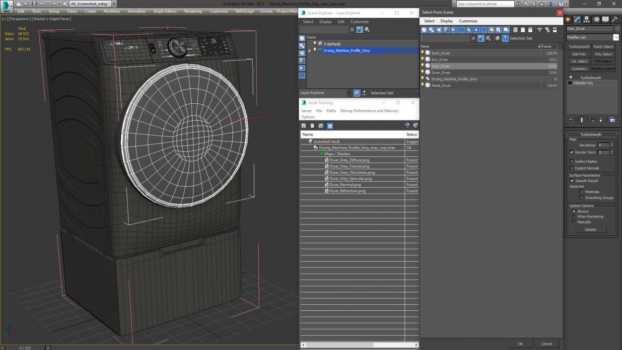 Drying Machine Profile Grey 3D