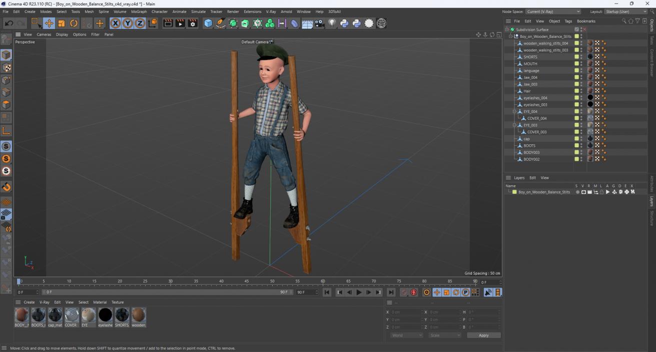 3D Boy on Wooden Balance Stilts model