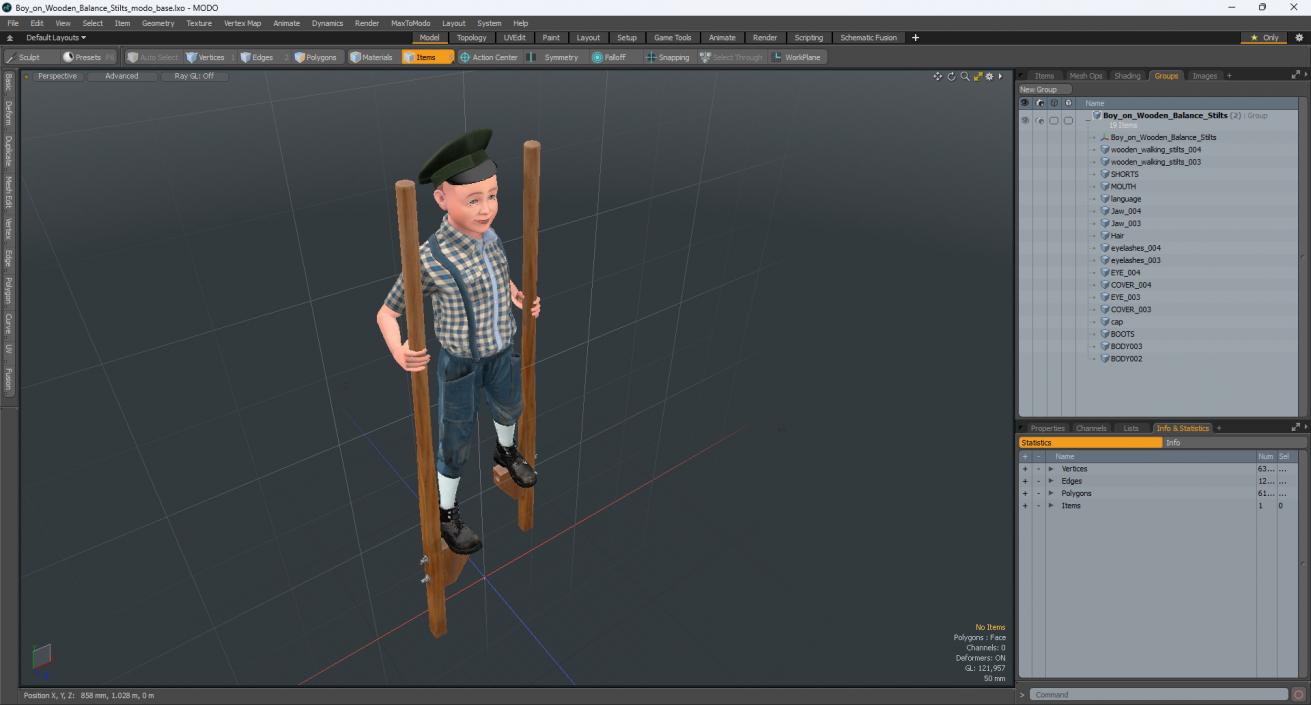 3D Boy on Wooden Balance Stilts model