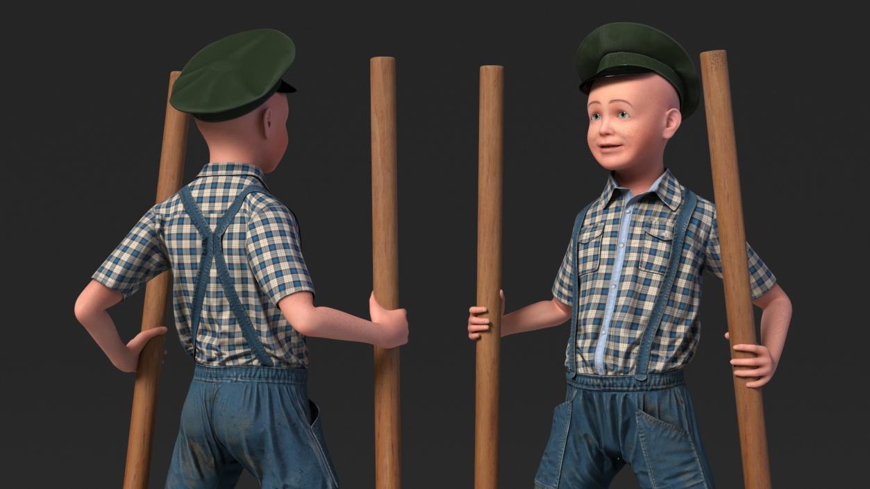 3D Boy on Wooden Balance Stilts model