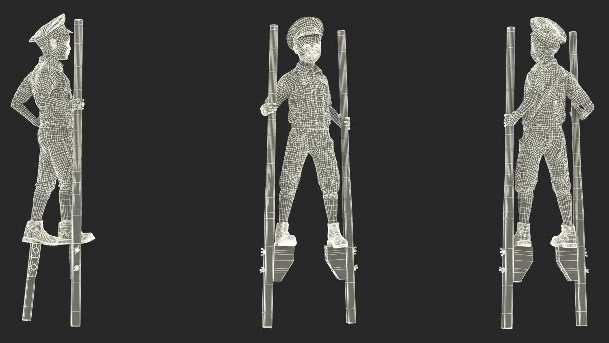 3D Boy on Wooden Balance Stilts model