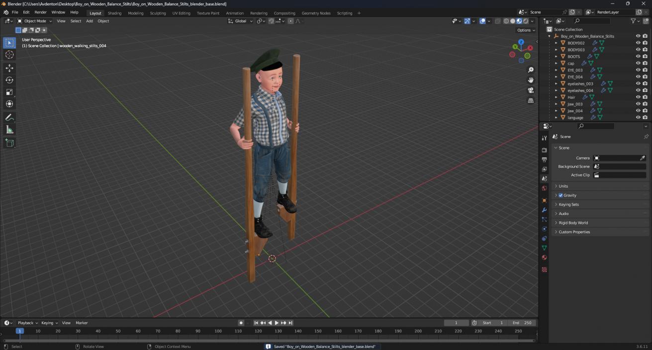 3D Boy on Wooden Balance Stilts model