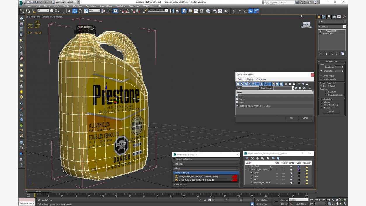 3D model Prestone Yellow Antifreeze 1 Gallon