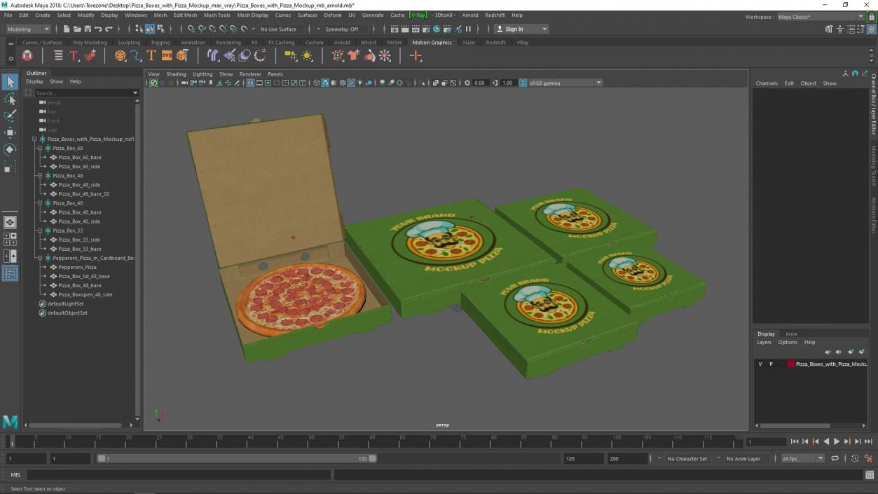 Pizza Boxes with Pizza Mockup 3D model