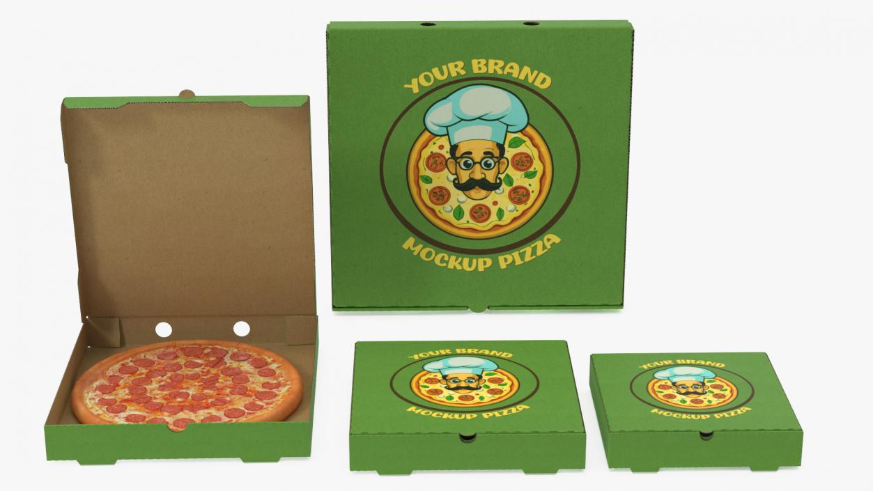 Pizza Boxes with Pizza Mockup 3D model